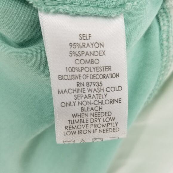 3/$25 Logo by Lori Goldstein Lace Satin Trim High Low Tunic Top MP Seafoam Green - Picture 10 of 11